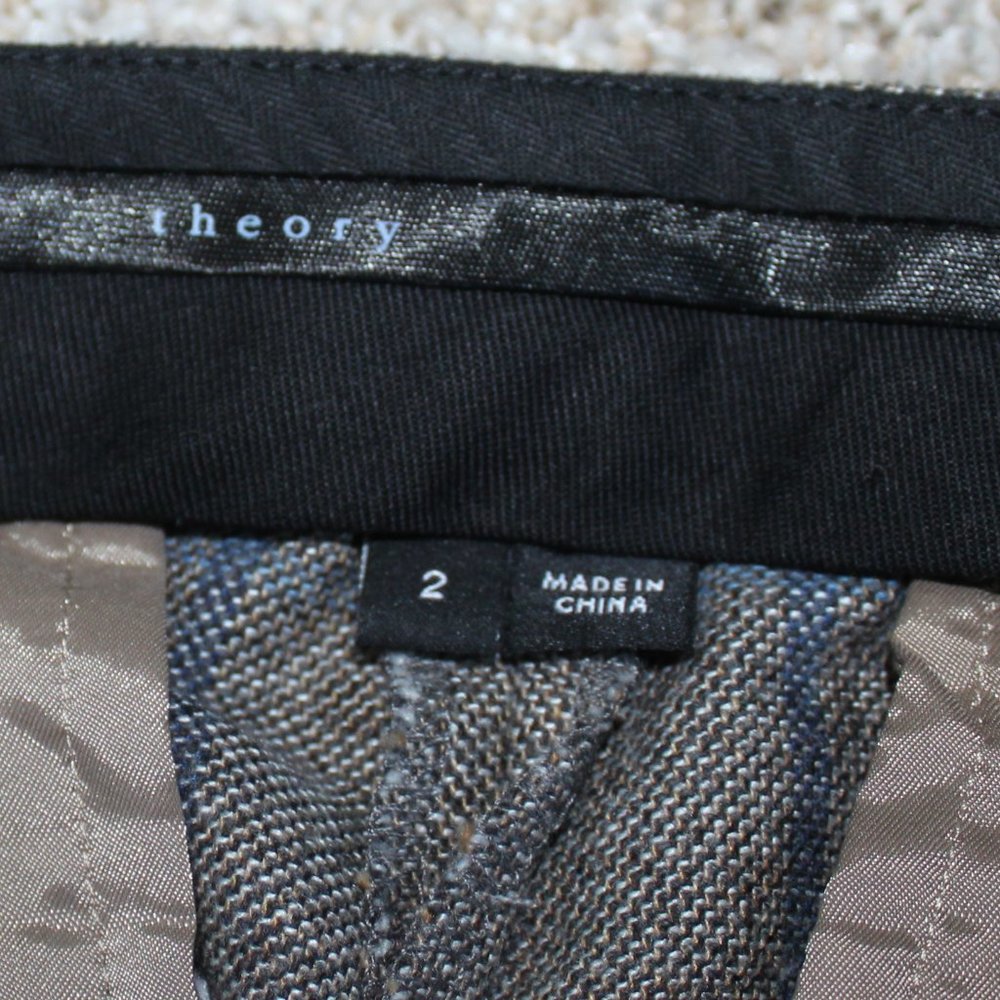 Theory Cropped Wool Blend Windowpane Check Pants - image 5
